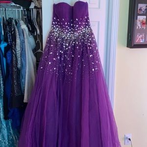 Beaded Purple Prom Dress